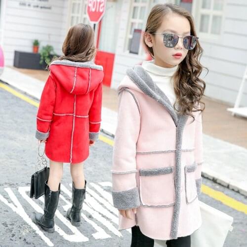 New Fashion Autumn Winter Baby Boys Girls Warm Outerwear Children hooded Suede Fleece Jacket Kids Long Coat Girls Winter Clothes