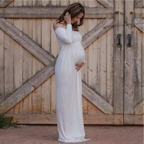 New Couple Fashion Maternity Dresses Photography Props Beach White Lace Maternity Long Dress Pregnant Photography Dresses