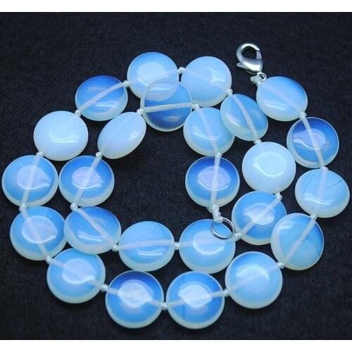 1pc nature opal glass necklace knotted women necklace with lobster clasps 45cm length 16mm size of beads hot selling free ships