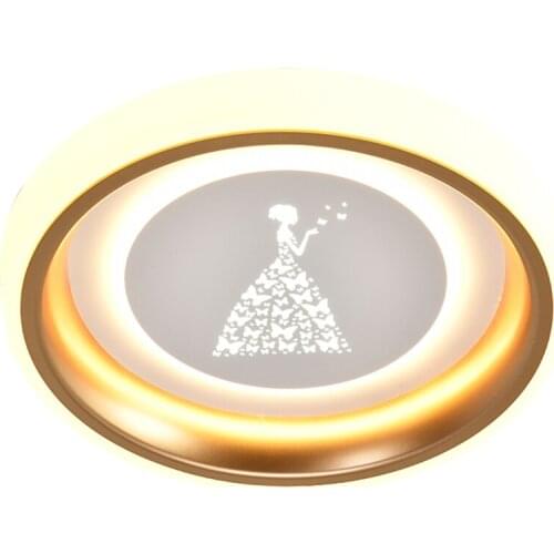 Childrens room circular dimming ceiling lights princess bedroom modern cartoon led girl room study ceiling lamps decor lighting