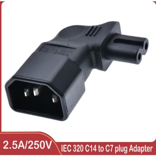 IEC320 C14 connector to C7 90 Degree Right Angled Power Male to Female Extension Adapter for Notebook Charger