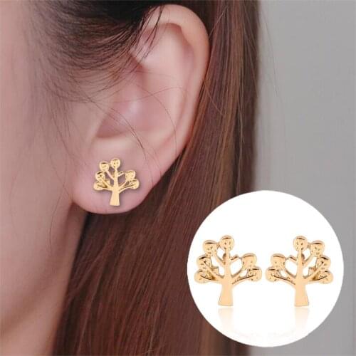 Shuangshuo Punk Leaf Stud Earrings for Women Classic Gold Tree Earrings Fashion Jewelry Leaves Wedding Earring brincos ED106