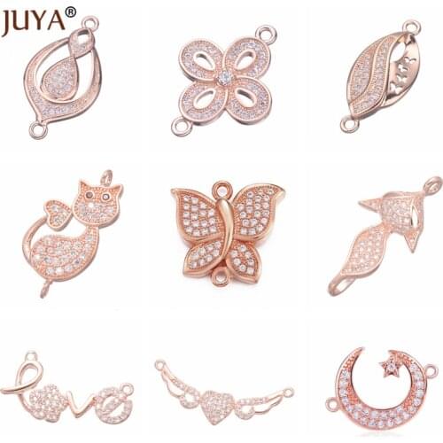 JUYA Series 10 Styles Trendy CZ Crystal Connectors Charms Diy Jewelry Making Bracelet Accessories Materials Handmade DIY Craft