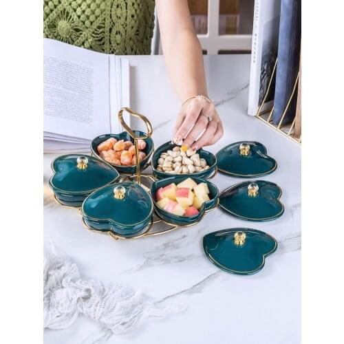 Nordic Dried Fruit Plate Grid Plate Creative Snack Plate Household Ceramic Fruit Plate Snack Plate Platter CombinationLB031317