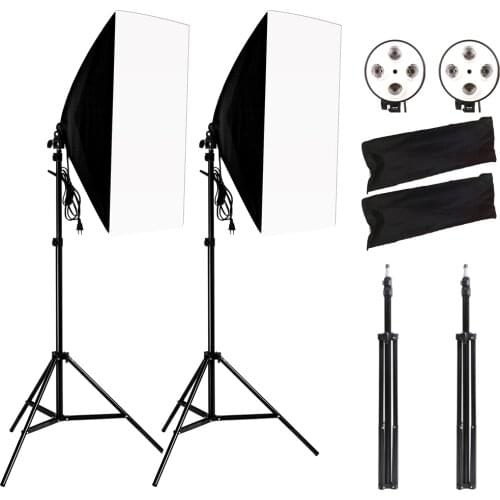 Photography Softbox Lightbox Kit 2PCS Soft Box PCS Light Stand 2PCS 4 Socket Lamp Holder Photo Studio Lighting Equipment