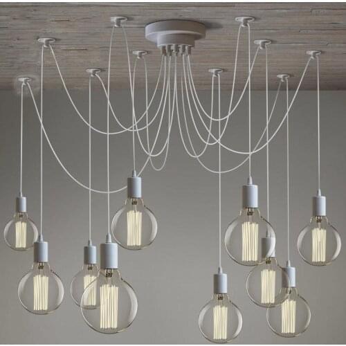 Modern E27 Art Spider Ceiling Lamp White/Black LOFT Lustre Chandeliers 4-16 Arms Retro Adjustable Edison Bulb luminaire Fixture