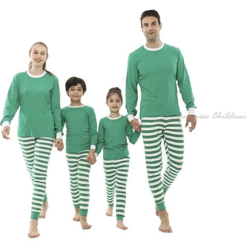 Adult Children Top Stripes Trousers Casual Xmas Nightwear Homewear Family Long Sleeve Top Plaid Long Pant Parent-child Outfit