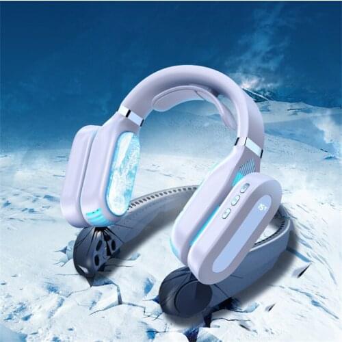 Neck Fan Bladeless Fan Sport Lazy Hanging Air Cooling and Heating Warm for Outdoor Travel Summer USB Battery Rechargeable FS63