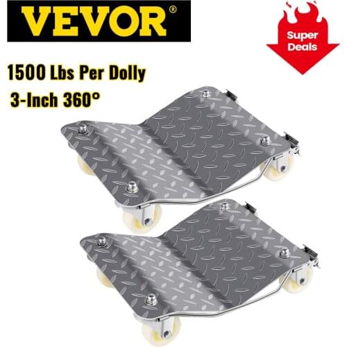 VEVOR 2 Pcs Car Tire Wheel Trolley Dollies Vehicle Moving Tire Skates with 4 Casters 1500 Lbs Weight Capacity Auto Repair Mover