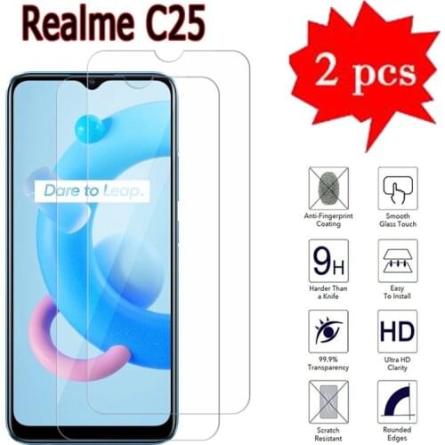 2-1Pcs Premium Tempered Glass For Realme C25 RMX3191 Cover Screen Phone Protection Film On RealmeC25 Explosion Proof Glass