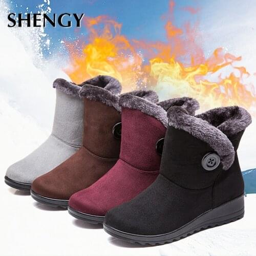 2019 Winter Snow Boots Women Winter Short Plush Shoes Slip On Platform Casual Shoes Low Heel Outdoor Waterproof Mid Calf Boots