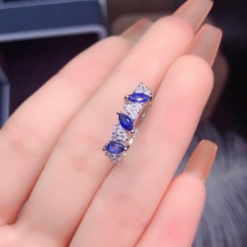 Sri Lanka Sapphire Ring for Women 925soild Sterling Silver Blue Natural Gemstone Fine Jewelry for Girl Anniversary Gift