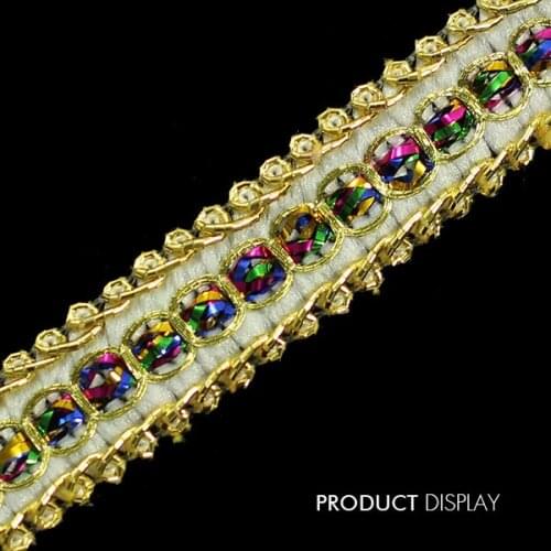 Gold Braided Gimp Lace Ribbon Trim Embellishment Sew on Applique Fabric Trimming Sewing Supplies for Craft Cloth/ T801