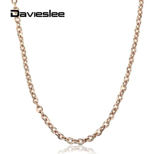 1.5mm Stainless Steel Necklace for Women Rolo Cable Link Chain Rose Gold Color Lobster Clasp 20inch Fashion Jewelry Gifs LKN634