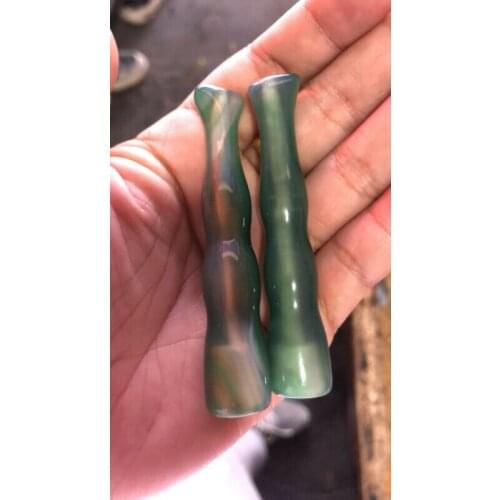 2pcs Natural Brazil agate jade bamboo filter cigarette holder washable n