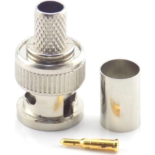 20/50Pcs 3 In 1 CCTV Camera Coupler Crimp Connector Bnc Male Connector To Coax Rg59 Connector Cable Accessories L19