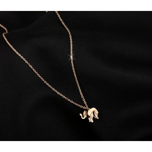 2020 New Stainless Steel Gold Color 3D Elephant Choker Chain Charm Necklaces Pendant For Women 18K New Design Jewelry Gift