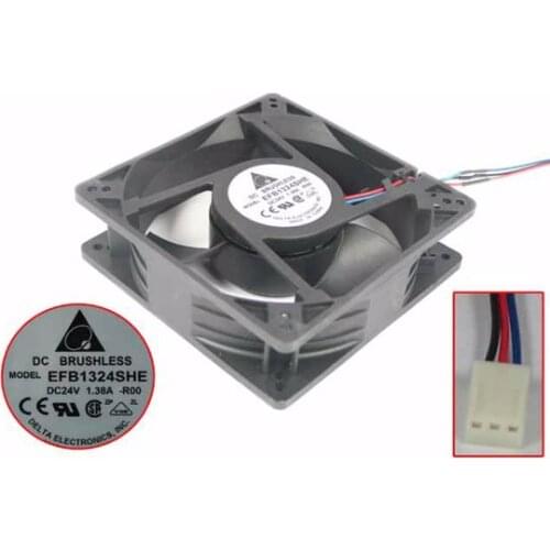 Delta Electronics EFB1324SHE -R00 DC 24V 1.38A 127x127x38mm 3-wire Server Cooling Fan