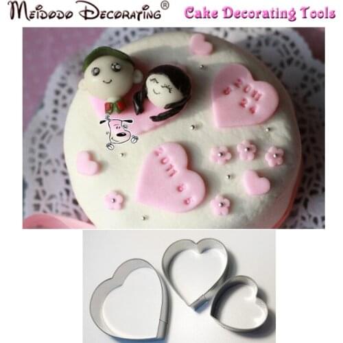 3Pcs/Set Love Heart Petal Flower Cutter Cake Decorating Tools Fondant Sugarcraft Stainless Steel Cutter