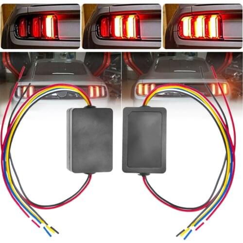 2PCS 3-Step Dynamic Sequential Module 12V Sequential Chase Flash Module Boxes for Car Turn Signal Light tail lamp Universal