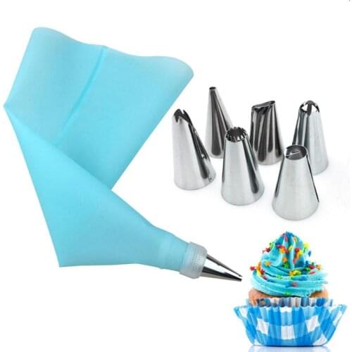 8 pcs Pastry Nozzles Icing Piping Tip Set +Bag Converter Stainless Steel Kitchen Baking Cake Decorating Tools