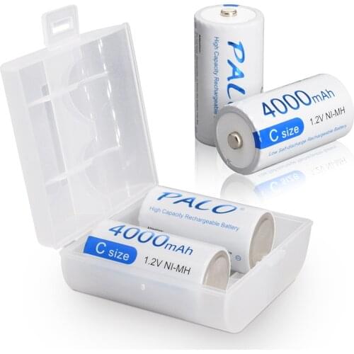 PALO 2-12pcs C Size Rechargeable Battery Type C 1.2V 4000mAh NI-MH Ni Mh Nimh High Capacity Current Rechargeable Batteries