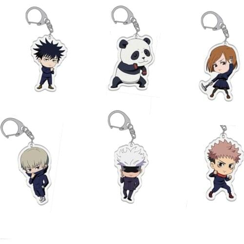Anime Jujutsu Kaisen Acrylic Keychain Gojo Satoru Yuuji Action Figures Key Chain Decoration Bag Pendant Collection Key Ring Gift