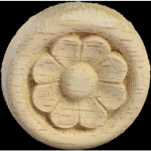 4/5/6CM Wooden Appliques Carved Vintage Home Decor Round Accessories Modern Decals Wood Furniture Room Decoration Accessories