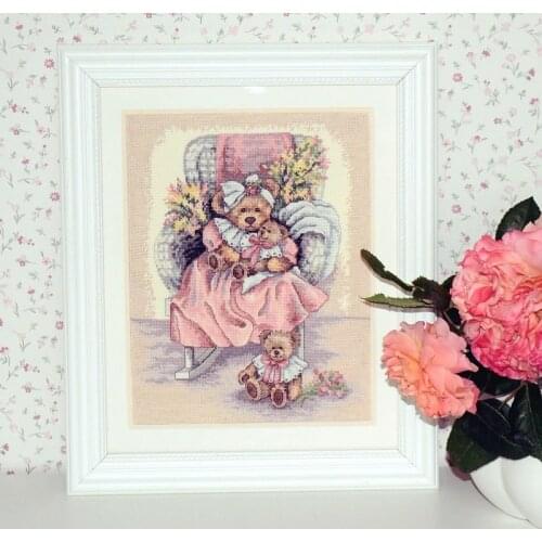 Bear 34-43 Linen color fabric .cross stitch sets Counted Cross Stitch Cross Stitch Kits Embroidery Needlework Sets