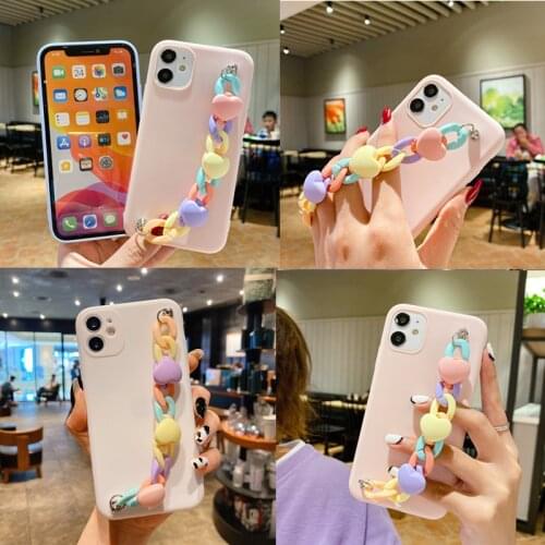 Cute Candy Love Heart Bracelet Case For Samsung Galaxy A41 A40 A32 A32 A31 A22 A21S A20S A20E A12 M12 A11 M11 A10S M01S Cover