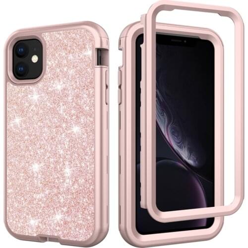 Phone Cover For iPhones 11pro Back Coque Pink Black Purple Girl Women Phone Accessories For iPhone 11 Pro Max Glitter Phone Case