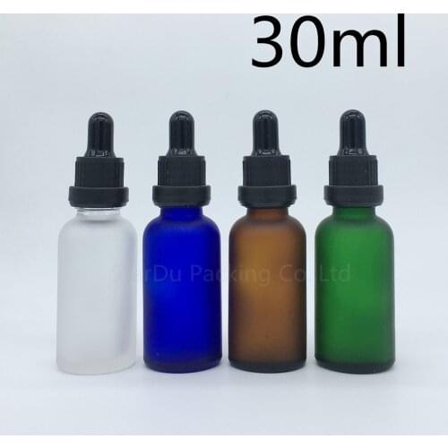 Travel bottle 30ml amber green blue Transparent frosted glass essential oil bottle,30cc tamper evident dropper bottle