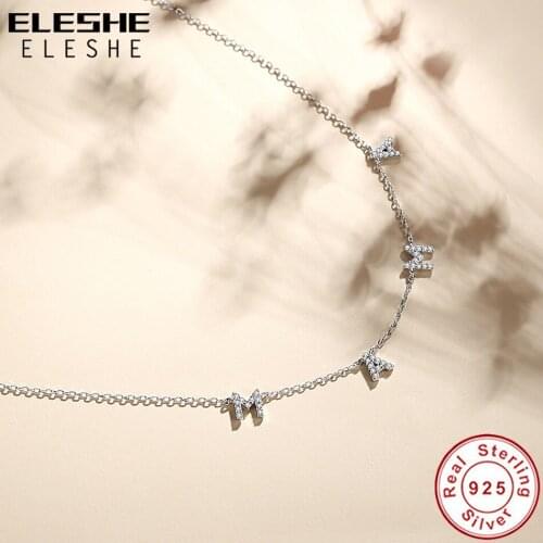 ELESHE 925 Sterling Silver MAMA letters Pendant Necklace with Zircon Simple Necklace for Women Fine Jewelry Mothers Day Gift