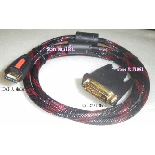 24K Gold plated 150cm HDMI to DVI Cable Line DVI 24+1 to 19P A Male DVI to HDMI Line Cable Wire Cord