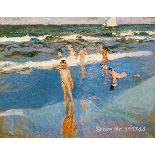 Impressionist wall art Boys in the sea Joaquin Sorolla y Bastida paintings Hand painted High quality