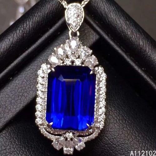 KJJEAXCMY fine Jewelry 925 Sterling Silver Natural sapphire Girl lovely Pendant Necklace Support Test Chinese style with box