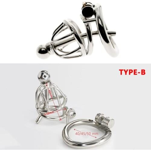 Stainless Steel Cock Cage With Metal Urethral Catheter Chastity Cage Erotic Device Prison Penis Ring Sex Toys for Men C095-C098