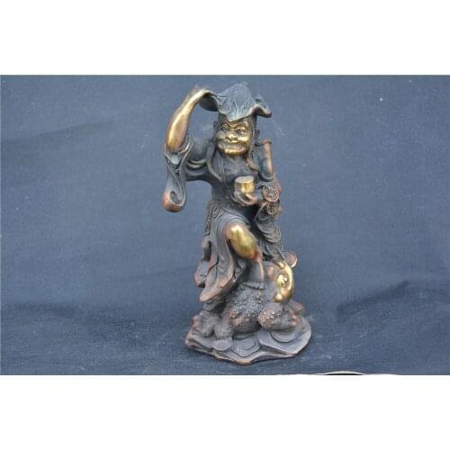 Collection old copper statue /sculpture,Liu Hai play Jin Chan,Hand carving crafts,best adornment & collection, free shipping