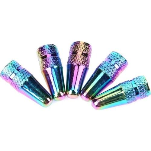 5Pcs Aluminum Alloy Metal Dust Bicycle Tire Valve Cap Covers Accessories Rainbow Color for Presta Bike Tyre Valve Stem