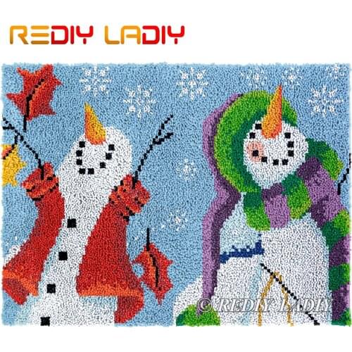 Latch Hook Rug Cartoon Snowman Wall Tapestry Kits DIY Carpet Rug Chunky Yarn Cushion Arts & Crafts Crochet Floor Mat 81*61cm