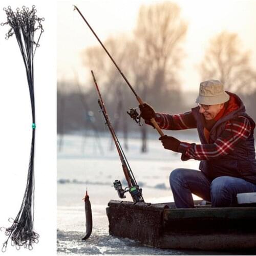 50% Hot 60Pcs Fishing Wire Leaders Heavy Duty with Snap Swivel Stainless Steel Wear Resistance Fishing Trace Line for Fishing