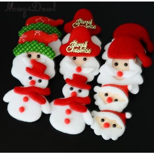 MagiDeal Lovely 10Pcs/Lot Fabric DIY Felt Santa Claus Christmas Shape Patch Padded Crafts for Xmas Clothing Decoration Multi