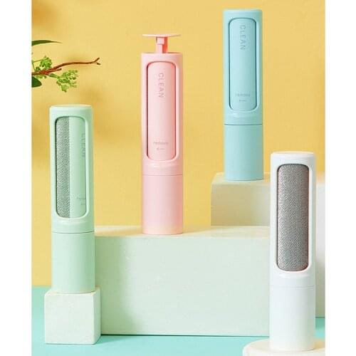 2-1 Reusable Pet Hair Remover Brush Lint Roller Self Cleaning Cat Dog Fur Hair Dust Removal Brush for Clothes Portable Effective