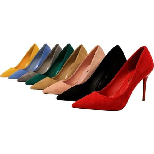 Fashion simple thin heel high heel suede shallow pointed high heels womens shoes sexy show thin single shoes 825-3