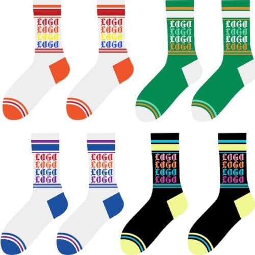 Fashion Designer Custom Logo Funny Men High Quality Sublimation White Blank Women Happy Soccer Sport Socks