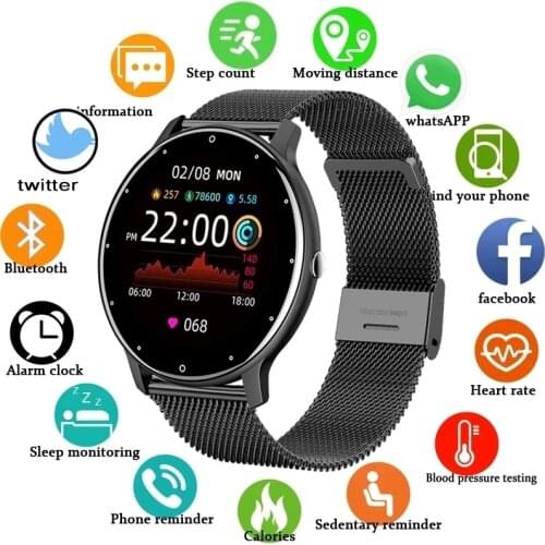 2021 New Color Screen Digital Watch Women men Full Touch Fitness Tracker Blood Pressure Clock Women Smartwatch for Xiaomi