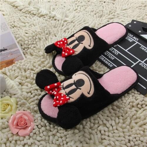 Disney new Mickey Minnie home fish mouth cotton slippers couple breathable comfortable office non-slip waterproof floor shoes