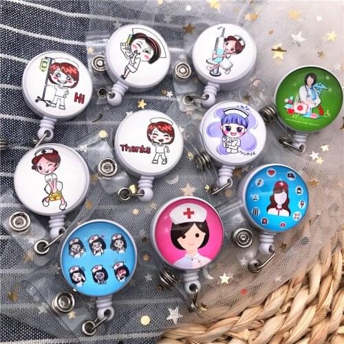 New Arrival 1 Piece pretty girl Elegant Hospital Doctor Student Retractable Nurse Badge Reel Clip ID Badge Cute Name Card Holder