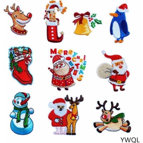 New arrival 10 pcs Holiday Series Embroidered patches iron on cartoon Motif Applique decor repair embroidery accessory