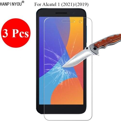 3 Pcs/Lot New 9H 2.5D Tempered Glass Screen Protector Alcatel 1 (2021) / (2019) 5.0" Protective Film + Clean Tools